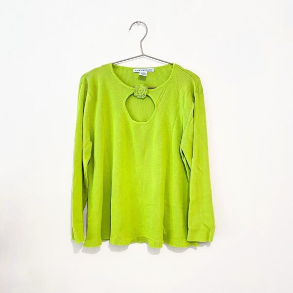 Vintage 90s/y2k Lime Green Ribbed Top - Picture 1 of 4